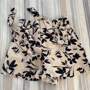 Floral Black and Cream Women's Top
